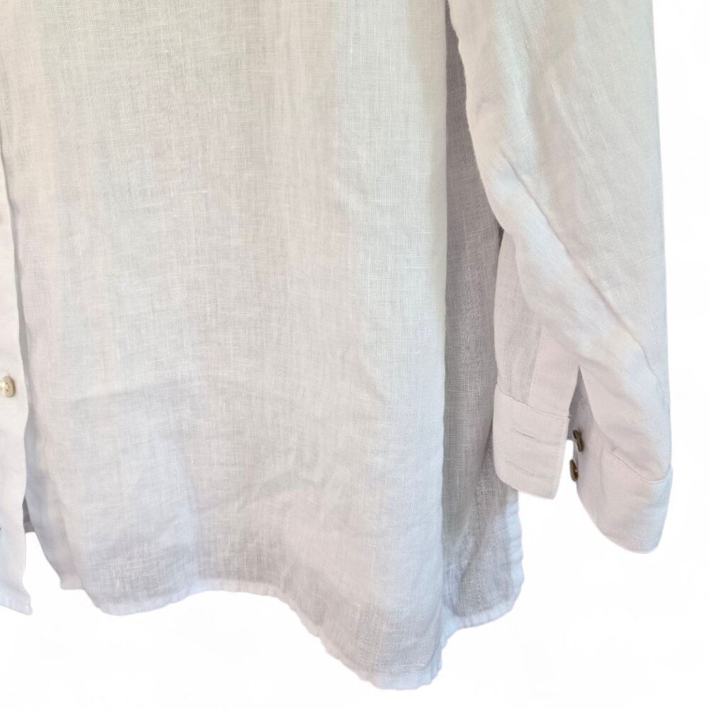 J.Jill Love Linen Womens White Button-Down Shirt Long Sleeve Lightweight 2X - Picture 5 of 9